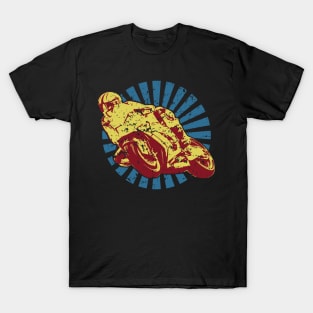 Sportbike Racing Motorcycle in Cool Distressed Retro Colors T-Shirt